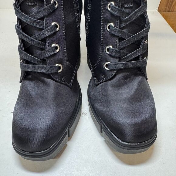 Steve Madden Womens 7.5 M Black Hani Lace Up High Heel Ankle Booties DISPLAY JE5 - Picture 4 of 7